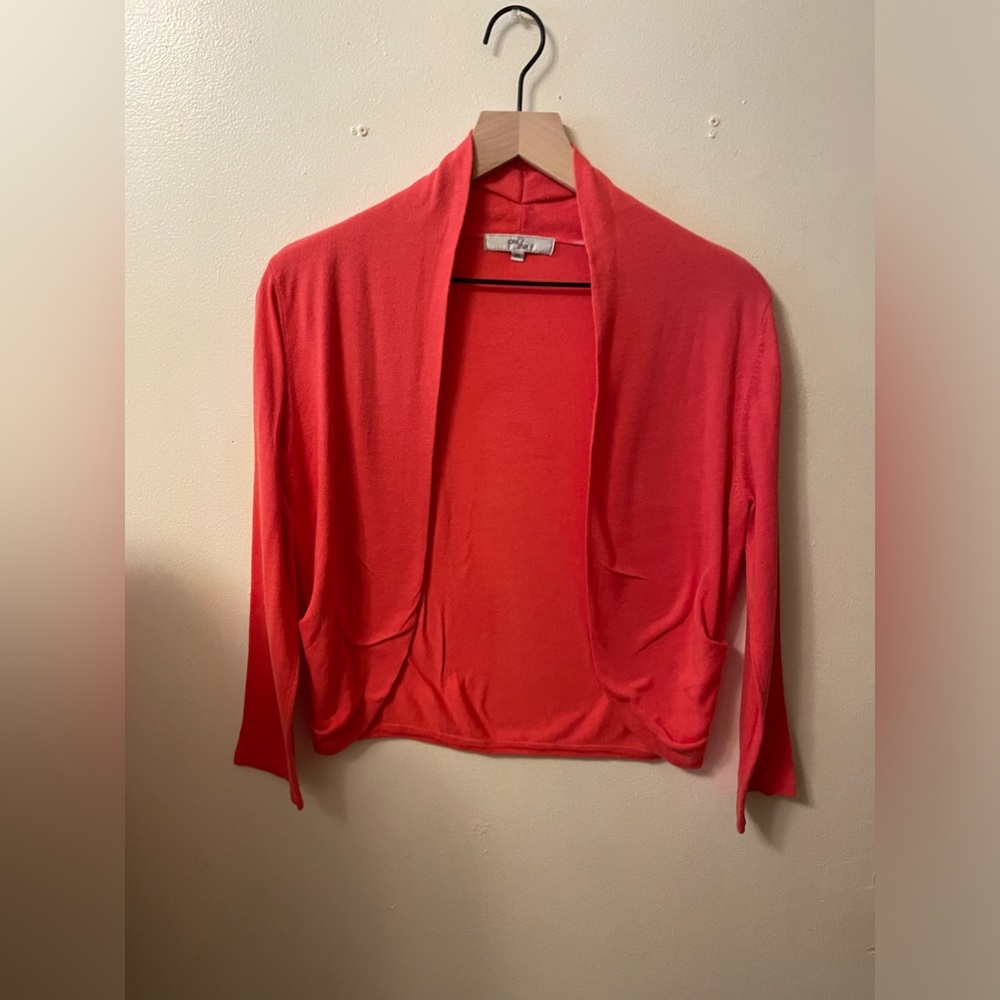 One7six pretty short jacket open front in orange melon. Size medium